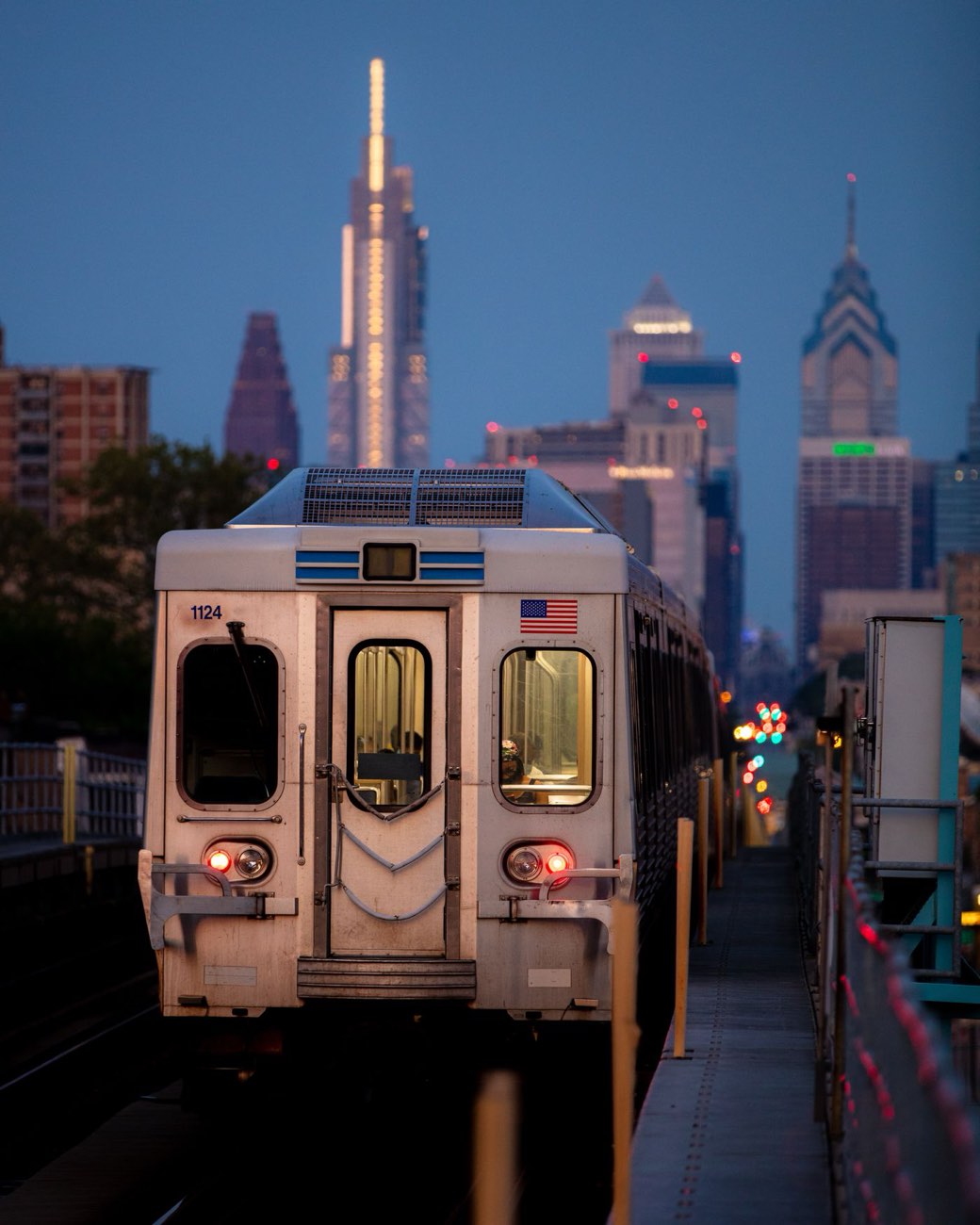 Transit trains at a passenger platform